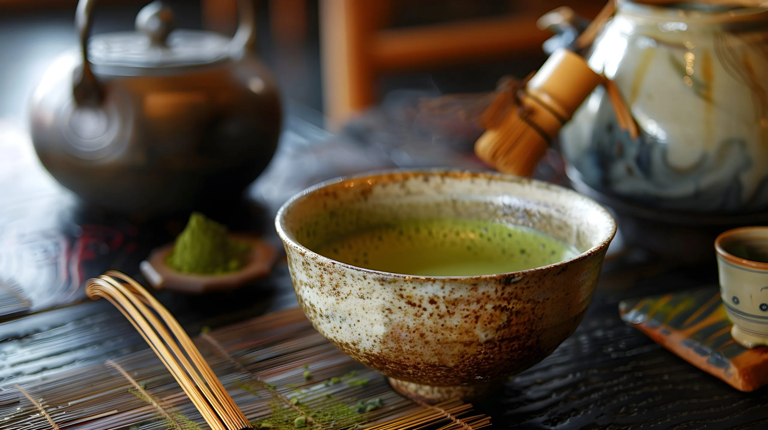 Tea ceremony — matcha bowl and whisk